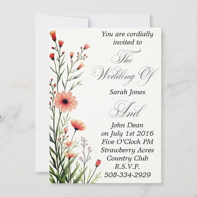 Invitación a la boda simple (Anverso)