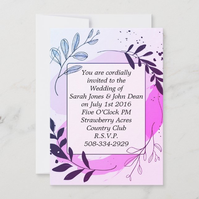 Invitación a la boda simple (Anverso)