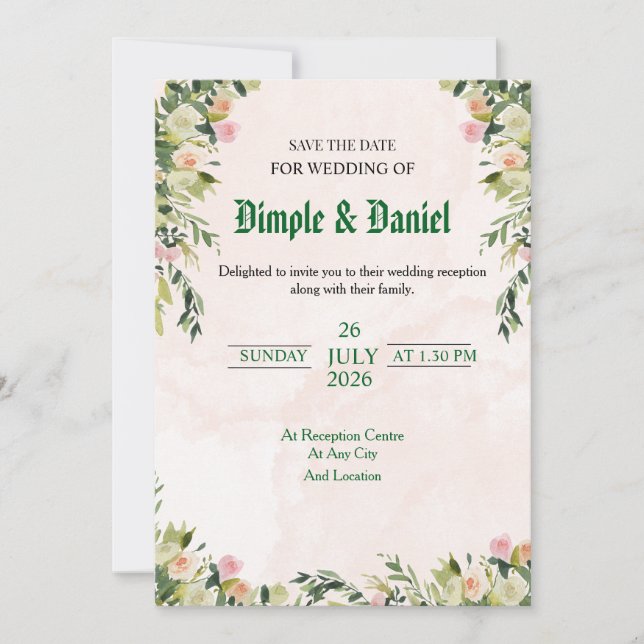 Invitación a la boda simple (Anverso)