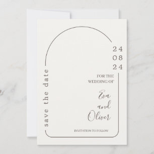 Invitación a la boda simple blanca y marrón