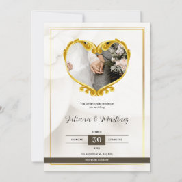 Invitación a la boda simple blanca y negra