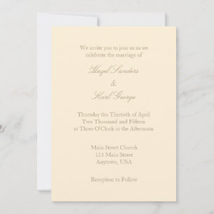 Invitación a la boda simple crema marfil-marrón