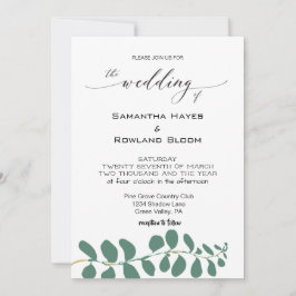Invitación a la boda simple de eucalipto