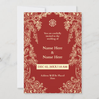 Invitación a la boda simple de Floral Roja