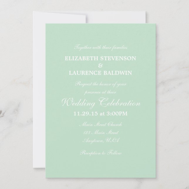Invitación a la boda simple de la Fábrica Verde de (Anverso)