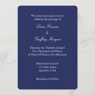 Invitación a la boda simple de la lija blanca azul