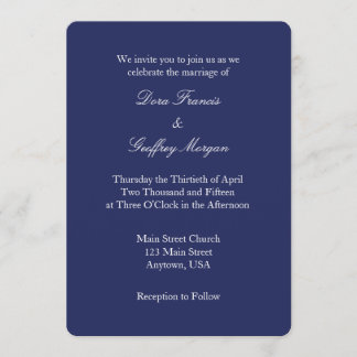 Invitación a la boda simple de la lija blanca azul