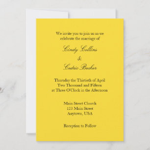 Invitación a la boda simple de la llanura negra am