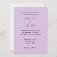 Invitación a la boda simple de Lavender Purple Pla