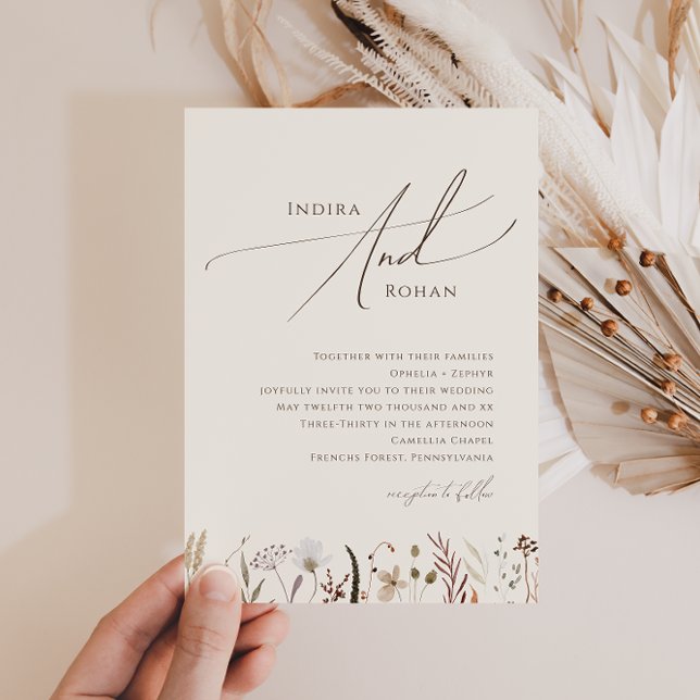 Invitación a la boda simple de otoño con flores si (Subido por el creador)