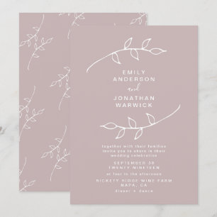 Invitación a la boda simple de taupe y blanca