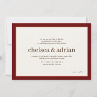 Invitación a la boda simple de Wine Red Border
