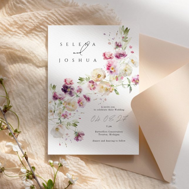Invitación a la boda simple | Diseño floral divert (Subido por el creador)