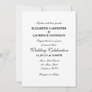 Invitación a la boda simple en blanco y llano
