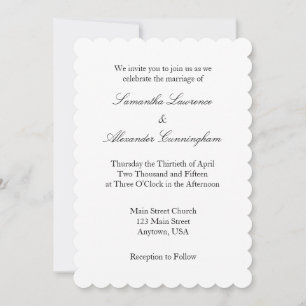 Invitación a la boda simple en blanco y llano