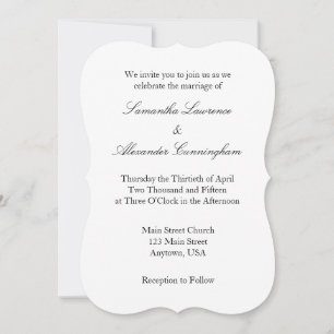 Invitación a la boda simple en blanco y llano
