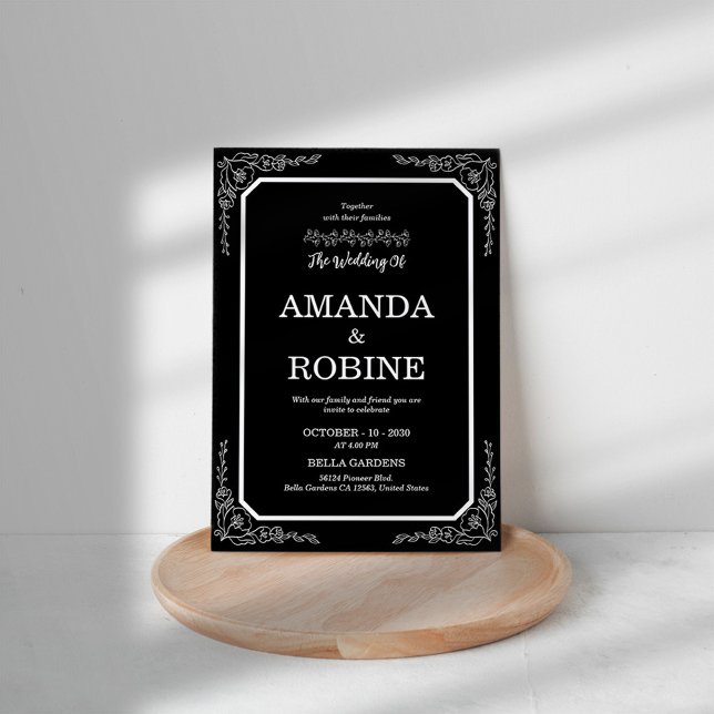 Invitación a la boda simple en blanco y negro (Subido por el creador)