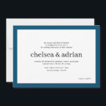 Invitación a la boda simple en la frontera azul de<br><div class="desc">Haga una declaración de elegancia subestimada con este sencillo diseño de invitación a bodas basado en texto que presenta un borde náutico azul marino y turquesa sobre blanco. Utilice la opción de personalización para cambiar todos los colores para que se adapten a su tema boda, incluso puede añadir una imagen...</div>