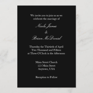 Invitación a la boda simple en la llanura blanca n