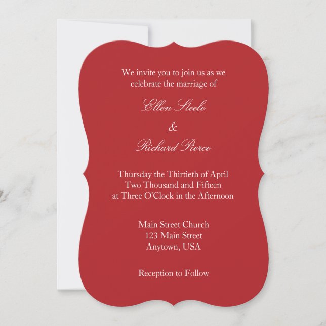 Invitación a la boda simple en la planicie blanca  (Anverso)