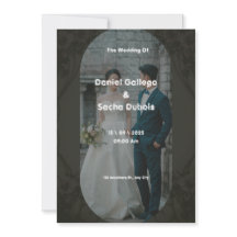 Invitación a la boda simple en negro y marrón