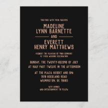 Invitación a la boda simple mínima Rosa de oro mod