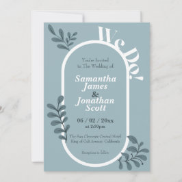 Invitación a la boda simple Rococo Blue