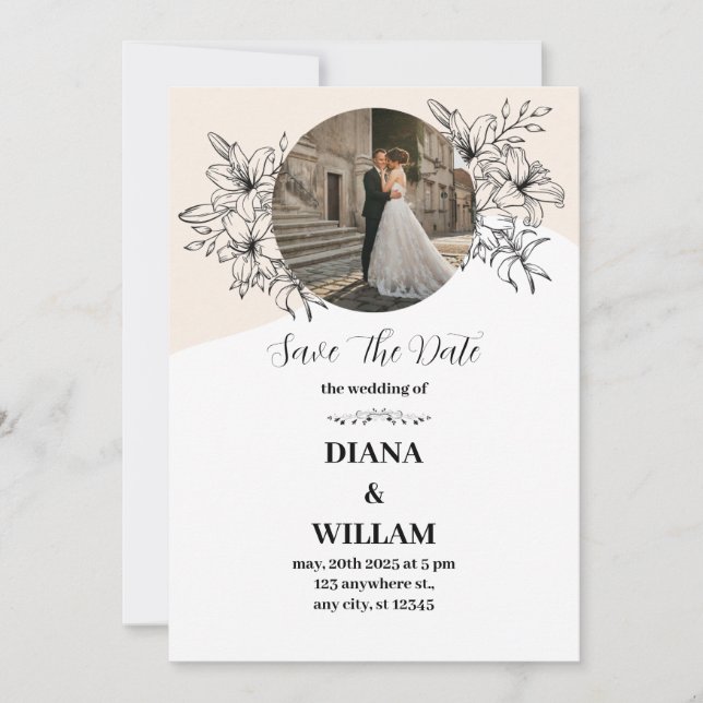 Invitación a la boda simple rosa (Anverso)