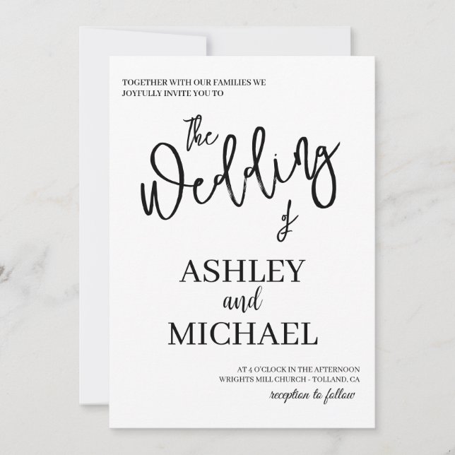 Invitación a la boda simple y elegante (Anverso)