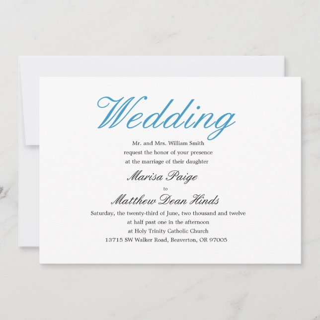 Invitación a la boda simple y elegante (Anverso)