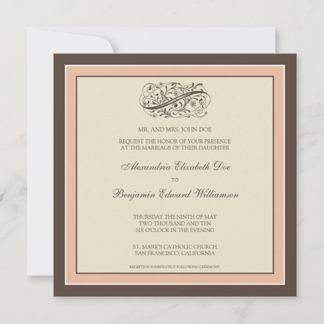 Invitación a la boda simple y elegante (bebe rosa) (Anverso)