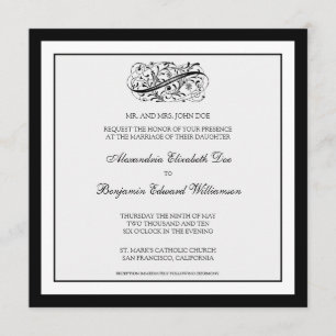 Invitación a la boda simple y elegante (blanco y n