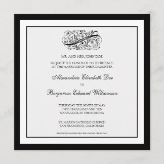 Invitación a la boda simple y elegante (blanco y n