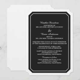 Invitación a la boda simple y elegante de negro