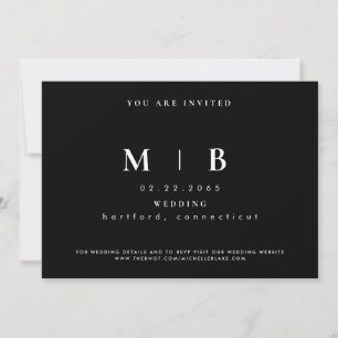 Invitación a la boda simple y elegante en monogram