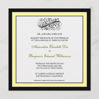 Invitación a la boda simple y elegante (negro/cana