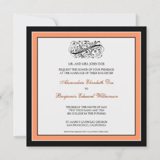 Invitación a la boda simple y elegante (negro/cora