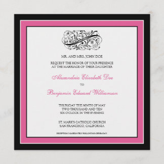 Invitación a la boda simple y elegante (negro/fusc