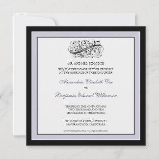 Invitación a la boda simple y elegante (negro/lac)