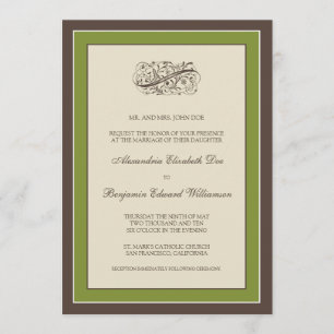 Invitación a la boda simple y elegante (oliva)