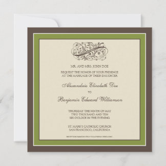 Invitación a la boda simple y elegante (oliva)