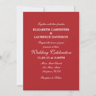 Invitación a la boda simple y llana roja