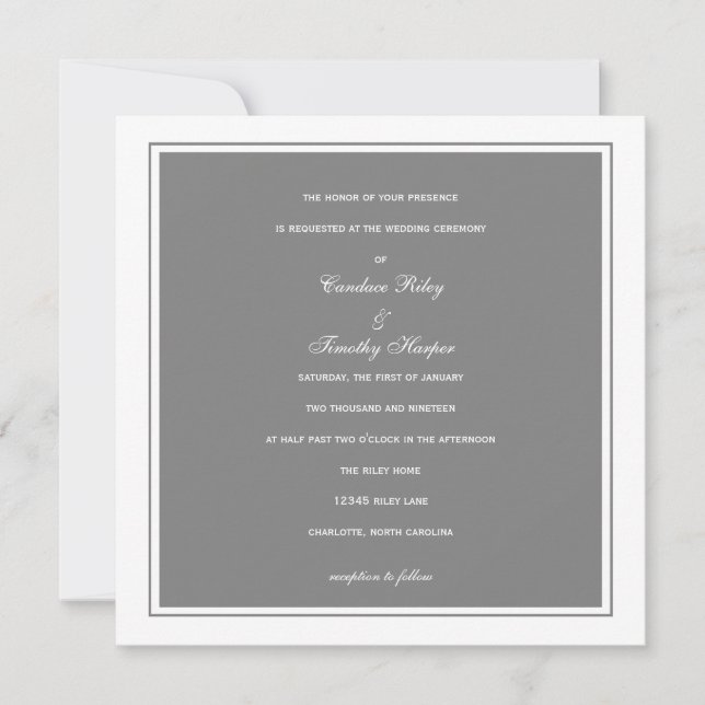 Invitación a la boda| Simplicidad|gr (Anverso)