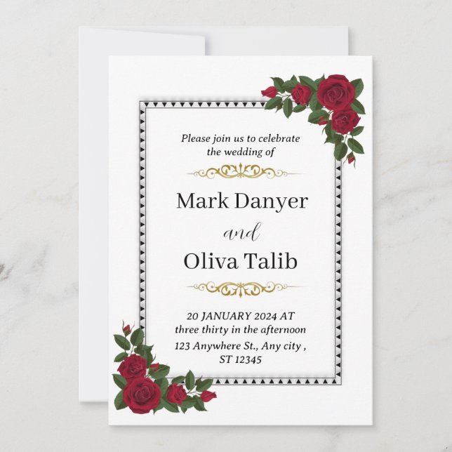 Invitación a la boda | Sin tiempo y Personalizable (Anverso)