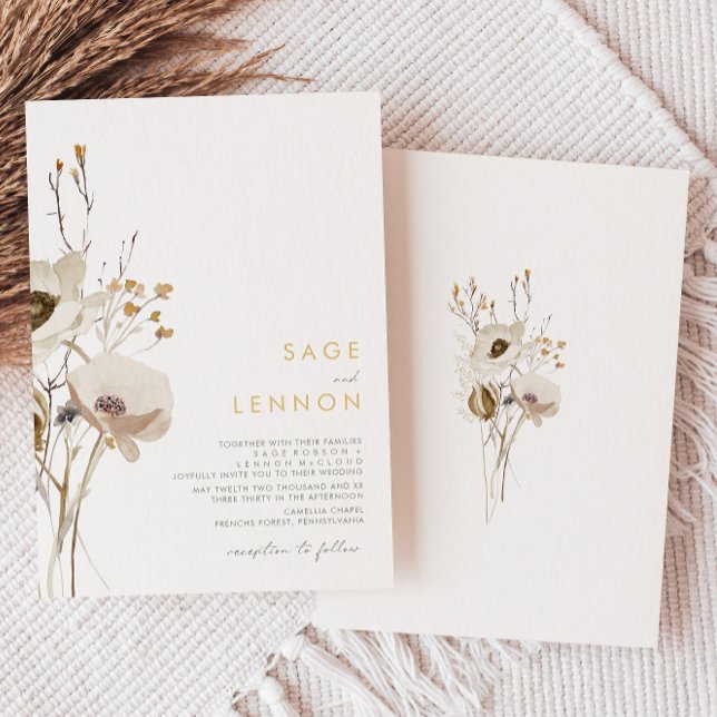 Invitación a la boda sincera de las flores silvest (Subido por el creador)