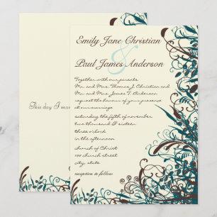 Invitación a la boda sincera Verde azulada y marró