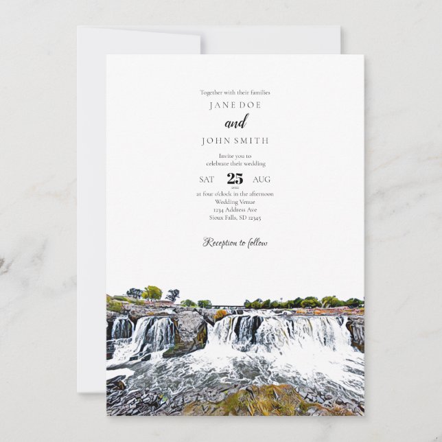 Invitación a la boda Sioux Falls Waterfall (Anverso)