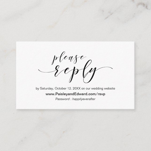 Invitación a la boda, sitio web de RSVP en línea (Anverso)