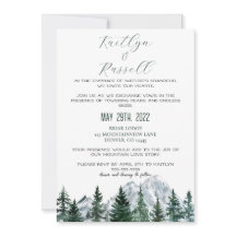 Invitación a la boda sobre el tema de la montaña