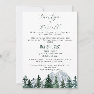 Invitación a la boda sobre el tema de la montaña
